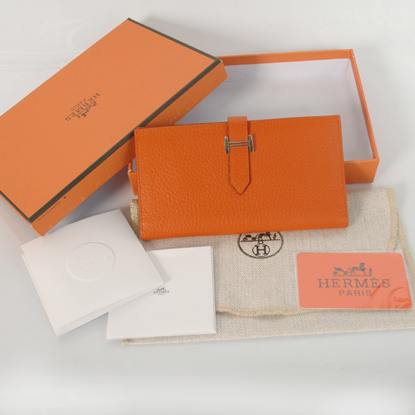 H2WLSLO Hermes 2 volte portafogli in pelle clemence a Orange